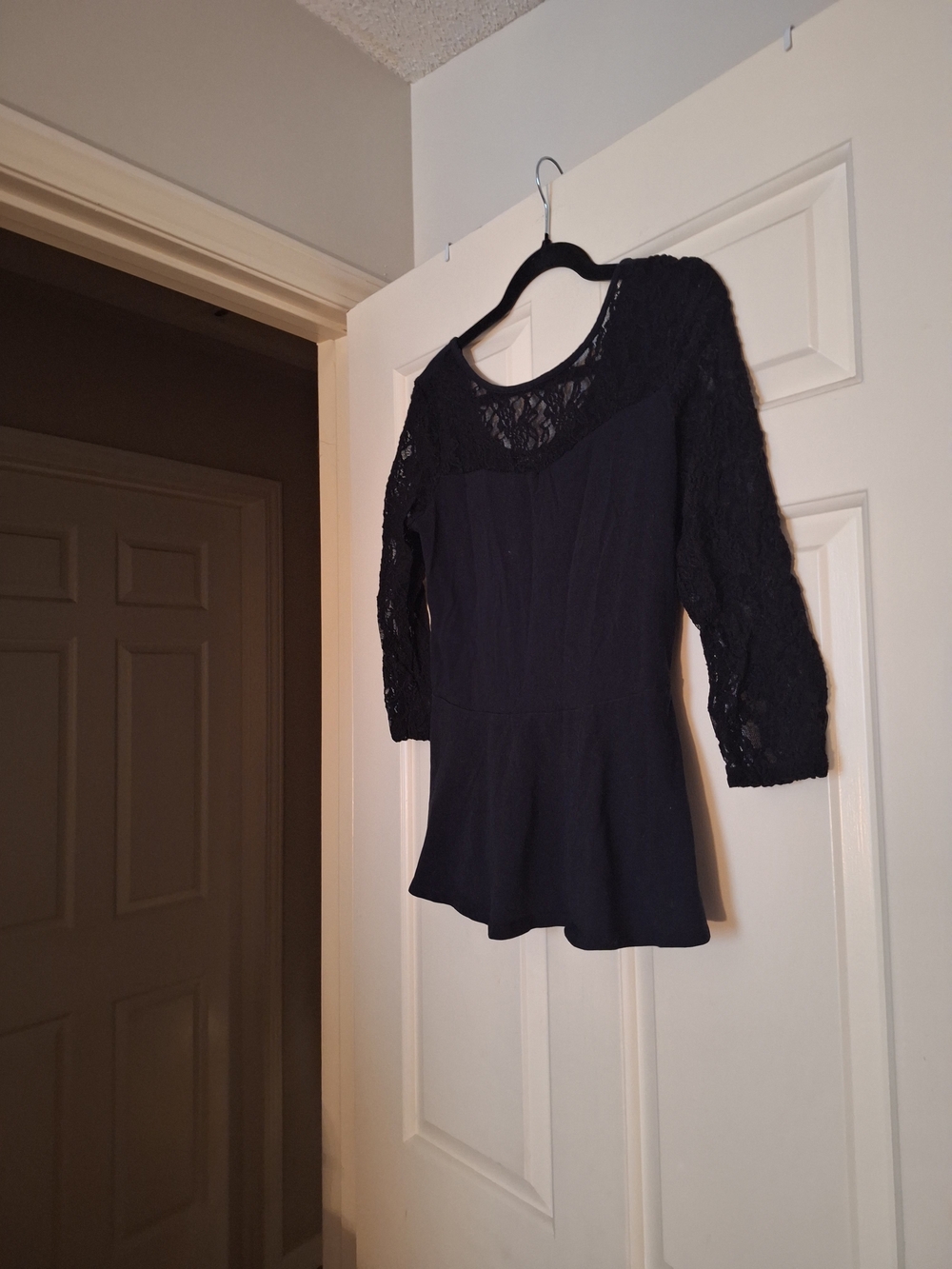 Express Black Lace Peplum Tunic Top